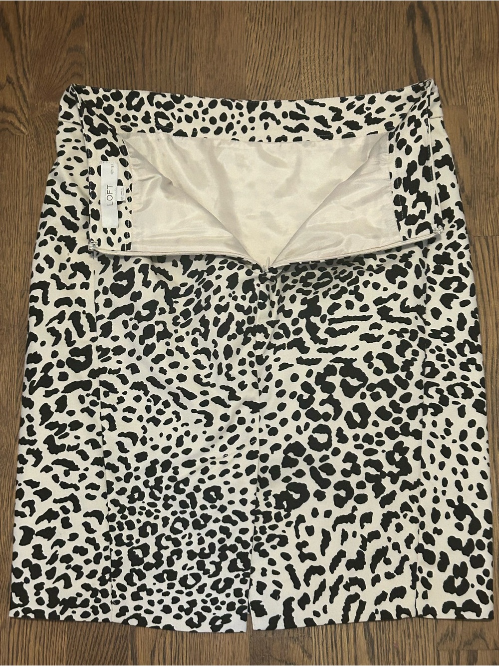 LOFT Black and White Leopard-Print Pencil Skirt - Picture 7 of 8